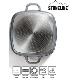 STONELINE Eckpfanne 24 x 24 cm graumit Aroma-Deckel