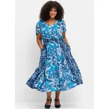 sheego Etuikleid Blau gemustert 50