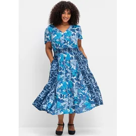 sheego Etuikleid Blau gemustert 50