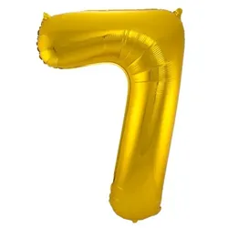 Folat XL Folienballon Zahl 7 in gold, 86 cm, 1 Stück, Helium Ballon (unbefüllt) - Luftballon