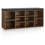 Juskys Schuhregal Holz mit Polsterung & 10 Fächern höhenverstellbar 104x30x48 cm Garderobe, Schuhaufbewahrung, Schuhregale