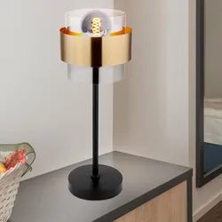 Tischlampe Büroleuchte Schreibtischlampe Nachttischlampe H 45 cm Messing Glas