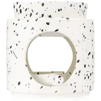 Zweipappel Duftlampe aus Keramik mit Teelichthalter | Aromalampe | Duftöl und Duftwachs diffusor | H*11cm ø10cm Abnehmbare Schale | Gerillte Oberfläche | (Tintenfarbe)