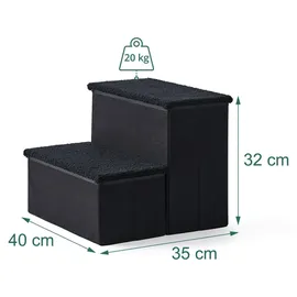 Relaxdays Hundetreppe Faltbar Schwarz 2 Stufen 40 cm x 35 cm x 32 cm