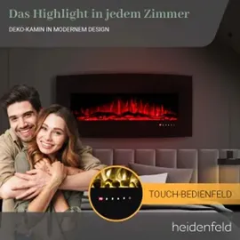 Heidenfeld Home & Living Heidenfeld Elektrokamin HF-WK400, elektrischer Kamin, Curved-Glas, 3D-Flammeneffekt, 2-Level-Heizung