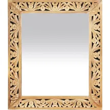 SIT Möbel SIT beige natur B:68cm H:79cm T:3cm, Glas, Massivholz, Spiegel, Wandspiegel, Rahmen mit aufwändigen Schnitzereien