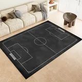 Teppich Wohnzimmer Grau Teppich, Fußball Im Einfachen Stil rutschfest Schlafzimmer Teppich, 120x170 cm Weich Waschbar Teppiche für Wohnzimmer, Schlafzimmer und Flur