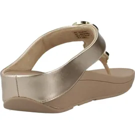 FitFlop Halo Bead-Circle Metallic Toe-Post Sandals Metallic Light Beige, 40 EU