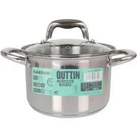 Quttin Topf mit Glasabdeckung Quttin Caesar Stahl ø 18 x 12,5 cm (6 Stück)