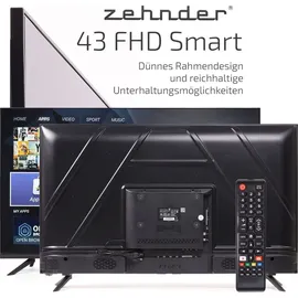 Zehnder TV-431 FHD SMART TV 43 Zoll 109cm LED Fernseher Schmaler Rahmen LAN/WLAN Full HD Triple Tuner USB DVB-S2/T2/C Android 11 kompatibel mit Go...