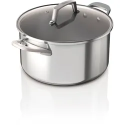 Kochtopf NINJA "Ninja Suppentopf aus Edelstahl C602DE", silber (edelstahlfarben), H:12,60cm Ø:16cm, Töpfe, Edelstahl mit Aluminiumbeschichtung für gleichmäßiges Erhitzen