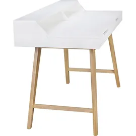 Wohnling Schreibtisch weiß rechteckig, 4-Fuß-Gestell eiche 110,0 x 60,0 cm