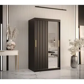 abiks möbel Schwebetürenschrank RIFLO WAVE 100 x 200 x 62 cm Schwarz