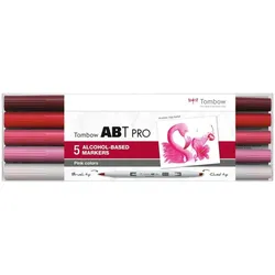 Tombow Dual-Fasermaler ABT Pro Keilspitze/Pinselspitze Alkoholbasis VE=5 Stück Pink Colors