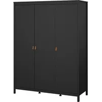VCM Madrid Kleiderschrank 3 Türen Schwarz Matt.