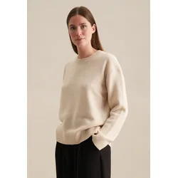 Strickpullover »Schwarze Rose«, Langarm Rundhals Uni, Gr. L, Ecru, , 70745004-L