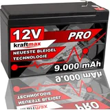 kraftmax Industrial Pro Bleiakku [ 12V / 9Ah ] AGM Hochleistungs- Blei Akku der Neusten Generation