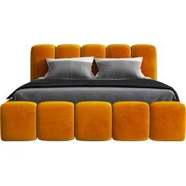 mebloland Polsterbett SONIC -OM 140 x 200 mit Bettkasten. Farbe: Gelb - Gelb