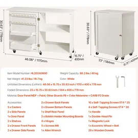 Vevor Klappbarer Nähtisch Mehrzweck 117 x 40 x 78 cm Weiß