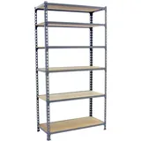 Proregal Schwerlastregal Giant Muli HxBxT 250 x 100 x 50 cm 6 Fachböden Fachlast 150 kg Grau