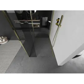 Mexen Kioto Walk-in-Dusche 120 x 80 x 40 cm, transparent, gold - 800-120-080-221-50-00-040