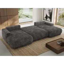 MKS Meble Ecksofa RINA U-Form Cord 3-Sitzer Grau