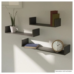 Linder Exclusiv GmbH Wandregal 3er Deko Regal-Set 30/45/60 x 15 x 10 cm Wandregal Hängeragl Bücherregal, 3 Wandregale 3-tlg., bis zu 8 kg belastbar schwarz