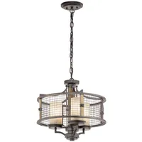 Elstead Lighting Ahrendale Kronleuchter Hängelampe Deckenleuchte Eisen Glas D45,1cm 3 Flammig Esszimmerlampe