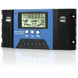 WEINUOER Upgrade MPPT 30A Solar Laderegler, 12V/24V Automatische Solar panel Laderegler mit Temperatursensor LCD Display und 4 5V USB Ports, für Solarpanele 12V 24V Blei Säure /Lithium Batterie