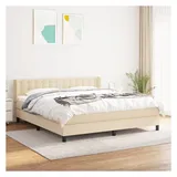 vidaXL Boxspringbett mit Matratze Creme 180x200 cm Stoff