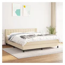 vidaXL Boxspringbett mit Matratze Creme 180x200 cm Stoff
