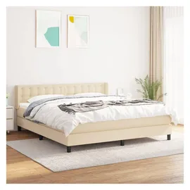 vidaXL Boxspringbett mit Matratze Creme 180x200 cm Stoff