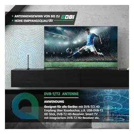 Aplic DVB-T2 digitale Stabantenne mit stabilem Magnetfuß bis zu 6 dBi / hohe Empfangsleistung