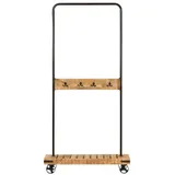 vidaXL Kleiderständer mit Rollen 90x35x190 cm Massivholz Mango Eisen