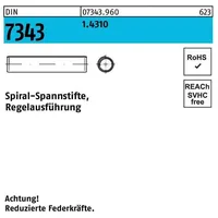 Reyher DIN 7343/ISO 8750 Spiral-Spannstifte, Regelausführung 1.4310 2 x 14 rostfreiei S