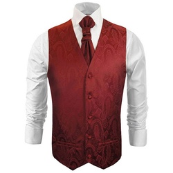 Paul Malone Anzugweste Herren Hochzeitsweste mit Plastron Set 2tlg paisley – Bräutigam (Set, 2-tlg., mit Weste und Plastron) weinrot V1, Gr. 58 (2XL) rot 58