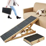 DOICAH Hunderampe für Bett, verstellbare Haustierrampe für Couch, 120 cm Länge, Hunderampe für Hochbett, Holz, zusammenklappbar, tragbare Hunderampe, rutschfeste Teppichoberfläche, 4 verstellbare