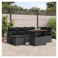 vidaXL Garten Sofa Set 7-tlg. Schwarz/Braun