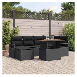 vidaXL Garten Sofa Set 7-tlg. Schwarz/Braun