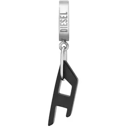 Single-Creole DIESEL "Schmuck Edelstahl Ohrschmuck Ohrringe", schwarz (edelstahlfarben, schwarz), Ohrringe, Damen, Edelstahl