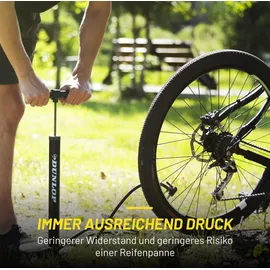 Dunlop Fahrradpumpe mit Manometer - Luftpumpe für alle Ventile - 11 Bar/160PSI - schwarz
