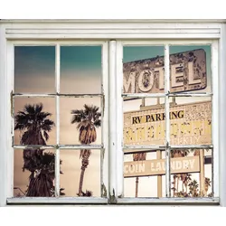 Wandsticker QUEENCE "Motel Schild", braun, T:0,1cm, Wandtattoos, Wandsticker, Wandbild, selbstklebend, 3D, Fenster