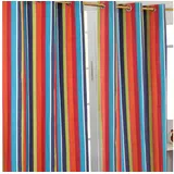 Homescapes - Gardinen mit Ösen Multi-Streifen 2er Set 100% Baumwolle, 137x117 cm