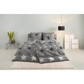 MY HOME Bettwäsche MY HOME "Dreamer in Gr. 135x200 oder 155x220 cm, ideal für Weihnachten", grau, B/L: 135cm x 200cm, 1 Stk., 1 Stk., Microfaser-Fleece, B/L: 80cm x 80cm, 2 Stk.