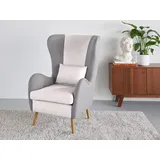 Guido Maria Kretschmer Home & Living Sessel "Salla Bezug Bouclé oder Struktur fein, Ohrensessel", beige (creme, grau), B:78cm H:118cm T:94cm, 100% Polyester, GUIDO MARIA KRETSCHMER HOME & LIVING, Sessel, Ohrensessel mit Hocker Ohrensessel ohne Hocker Einzelsessel, wahlweise mit oder ohne