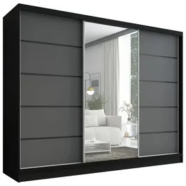 A&J MöbelLand Schiebetürenschrank Aurelia 2 200 x 0 x 0 cm Schwarz