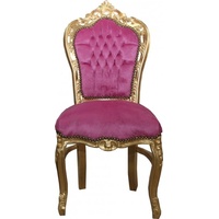 Casa Padrino Barock Esszimmer Stuhl Rosa / Gold