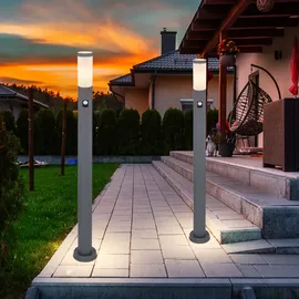 V-Tac Außen Steh Lampe Edelstahl mit Bewegungsmelder IP44 anthrazit