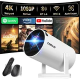 Coolid C2 Mini Beamer, tragbarer 4K/1080P Projektor, 5G WiFi 6, BT 5.4, Auto-Keystone, 180° drehbar, weiß - Weiß
