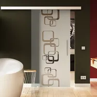 Schiebetür in Glas 205x90 cm (HxB) Dessin: Ketten Sadora® SlimLine-System komplett Laufschiene und Griff aus Edelstahl, für Innenbereich. ESG-Sicherheitsglas in sehr hochwertiger Qualität.